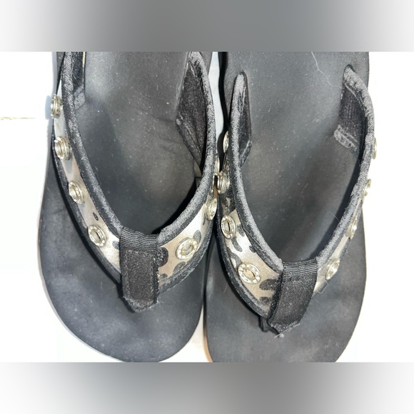 Unbranded Camo Print Crystal Studs VelcroStrap PlatformChunky Y2K Flip Flops Sz9 - Picture 8 of 10